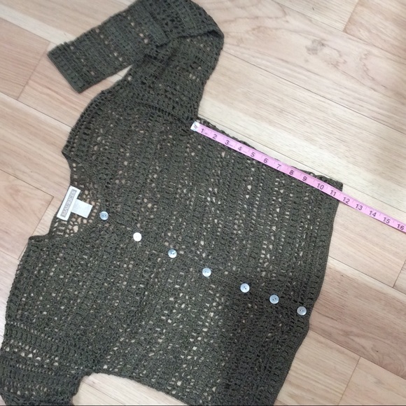 Olive Green Maurice’s Knit Mesh Crop Sweater - Picture 3 of 6
